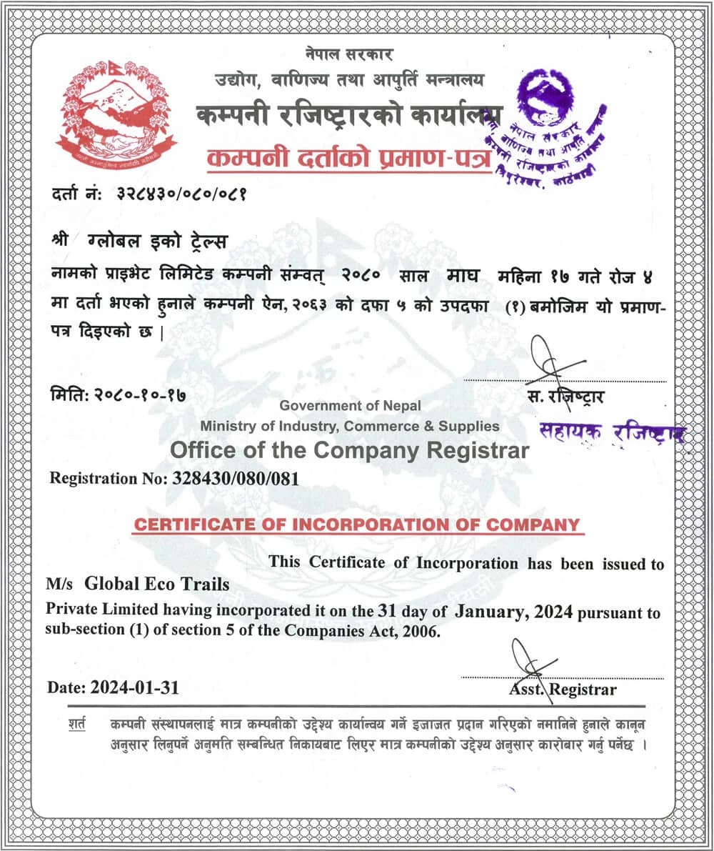 Certificate of Incorporation of Company